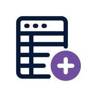 table data dual tone icon. Sleek and modern icon for websites and mobile apps. vector