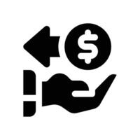 cashback glyph icon. Strong and solid icon for websites and mobile apps. vector