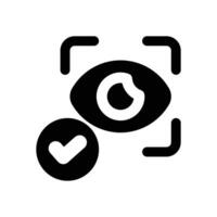 eye recognition glyph icon. Strong and solid icon for websites and mobile apps. vector
