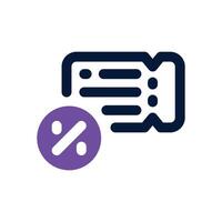 ticket duotone icon. Sleek and modern icon for websites and mobile apps. vector