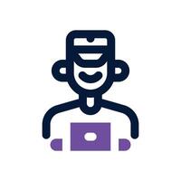 delivery man dual tone icon. Sleek and modern icon for websites and mobile apps. vector