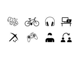 Line Icons of Tech Gadgets and Personal Devices Minimalistic line icons showcasing gadgets, including headphones, table, game controller, hairdryer, and digital display, perfect for tech vector