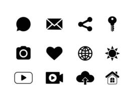 Web application interface icon collection. Internet page and website symbol set. play, home, settings, account, lock and user profile logo vector