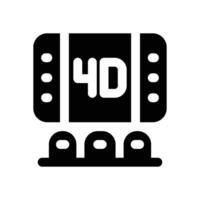 4d cinema glyph icon. Strong and solid icon for websites and mobile apps. vector