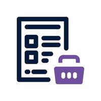 shopping list dual tone icon. Sleek and modern icon for websites and mobile apps. vector