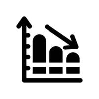 descending graph glyph icon. Strong and solid icon for websites and mobile apps. vector