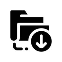 folder download glyph icon. Strong and solid icon for websites and mobile apps. vector