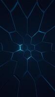Futuristic distorted hexagons honeycomb pattern surface background with glowing blue neon light. Full HD and looping vertical technology motion background animation. video