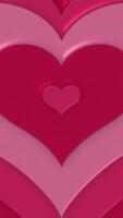 A repeating pattern of shiny pink and red Valentines love hearts. Cute heart shaped tunnel effect. Full HD and looping vertical Valentine's Day motion background animation. video