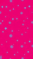 80s and 90s inspired vibrant retro background with bright cyan geometric shapes on red wavy lines pattern. Full HD and looping Memphis Style vertical animation. video