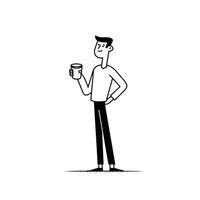Office Worker Coffee Break Minimalist Bold Line vector
