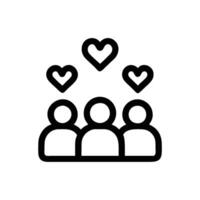 Three People with Hearts Icon Perfect for Love Friendship and Community Designs vector
