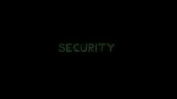 Security text glitch animation on black background video