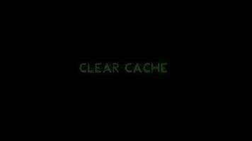 Clear Cache text glitch animation on black background video