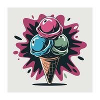 Vibrant Ice Cream Cone Graphic Design Element for Summer Branding vector