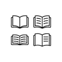 Four Open Book Icons Versatile Line Art for Education Reading and Knowledge vector
