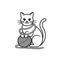 Adorable Cat Playing with Yarn Perfect for Pet Products Websites and Blogs vector