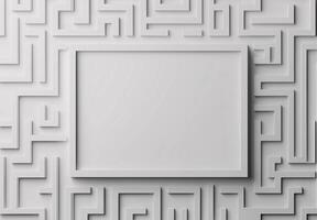 A white frame with a white background and a maze pattern photo