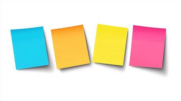 A set of four colourful sticky notes arranged in a row photo