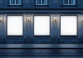 Three white windows on a building photo