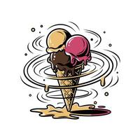 Whimsical Ice Cream Cone in a Vortex Digital Art for T shirts Posters and Social Media vector