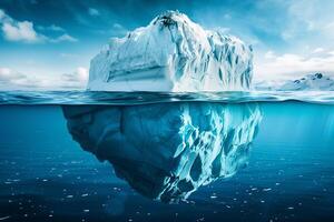A large ice block is floating in the ocean photo