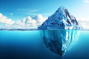 A large iceberg is floating in the ocean photo