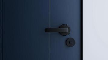 A door with a black handle and a silver knob photo