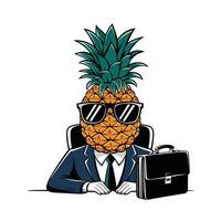 Pineapple Businessman Character Illustration for Branding vector