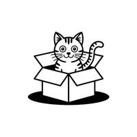 Adorable Kitten in a Box Perfect for Pet Animal and Cute Themed Designs vector