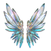 Beautiful iridescent crystal wings with intricate transparent structures are displayed png