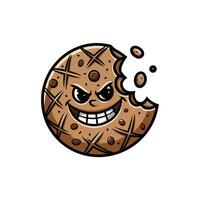 Cartoon Cookie Character Design Mischievous Grin and Bite Mark for Branding vector