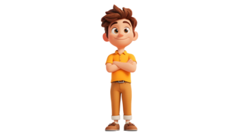 Animated boy character, depicted in a vibrant style, with a cheerful expression. png