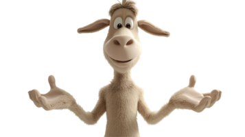 Animated light beige sheep character with outstretched arms. png