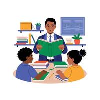 Educator Reading to Students Diverse Classroom Illustration vector