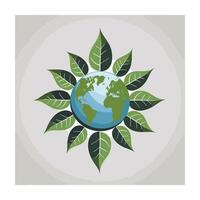 Eco Friendly Earth Globe Surrounded by Lush Green Leaves Sustainable Concept Image vector