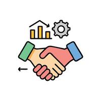 Handshake icon with business and growth graph vector
