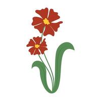 Colorful flower and leaves on a white background. Spring and Summer Season. vector