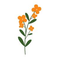 Simple colorful flower and leave on a white background. Spring and Summer Season. vector