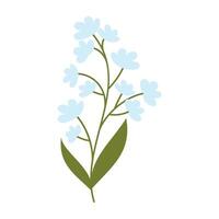 Various flowers with green leaves on a white background. Spring and Summer Season. vector