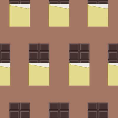 Chocolate bar seamless pattern on brown background. illustration for print, wallpaper, wrapping, fabric, cover, brochure.