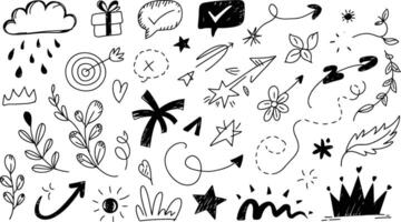 Hand drawn doodle elements set illustration design assets vector