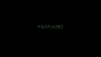 Password text glitch animation on black background video