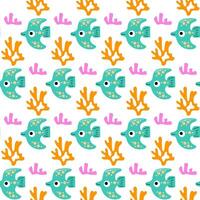 Seamless pattern with tropical fish and corals vector