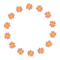 Simple flower round frame. Circle with simple flowers. vector
