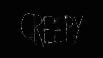creepy word with black background video