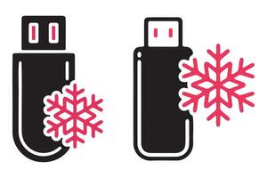 USB Flash Drive with Cold Weather Symbol vector