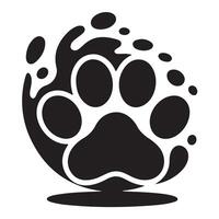 Stylish Black Dog Paw Print Logo with Abstract Design vector