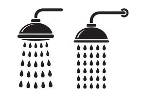 Two Simple Shower Heads with Water Spraying vector