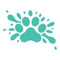 Teal Dog Paw Print with Splashes, Perfect for Pet-Themed Designs vector
